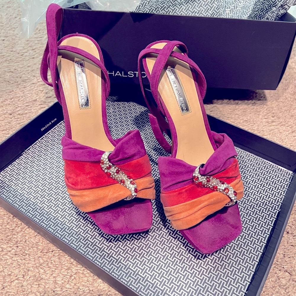 H by Halston suede high heel shoes pumps sandals